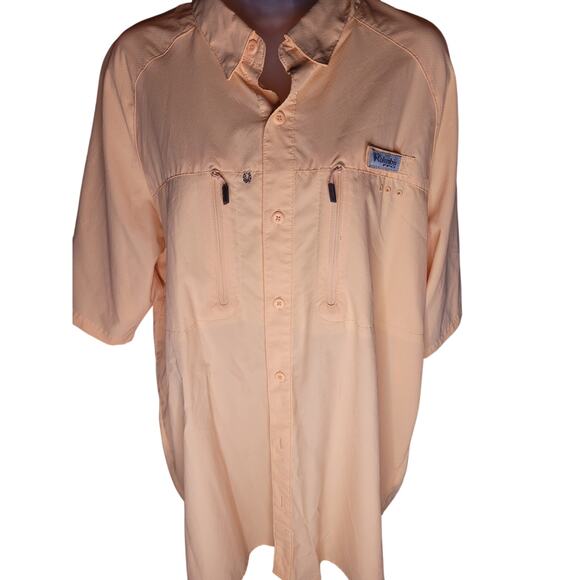 Columbia PFG Mens Shirt Peach Short Sleeve Net Back Sz L - Picture 1 of 5